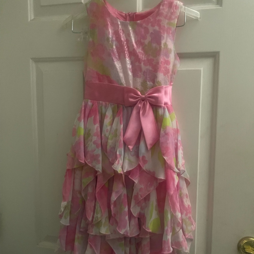 Floral Pink Sleeveless Kids Dress